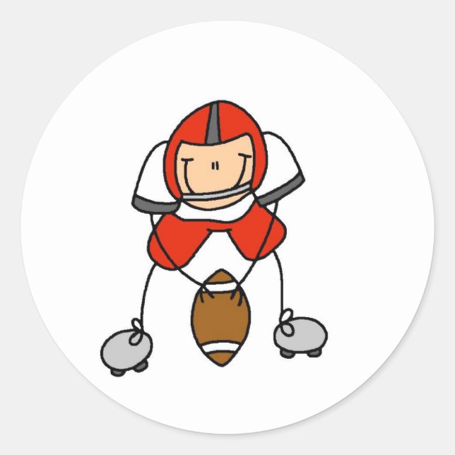 Adesivo Redondo Red Football Player Sticker (Frente)