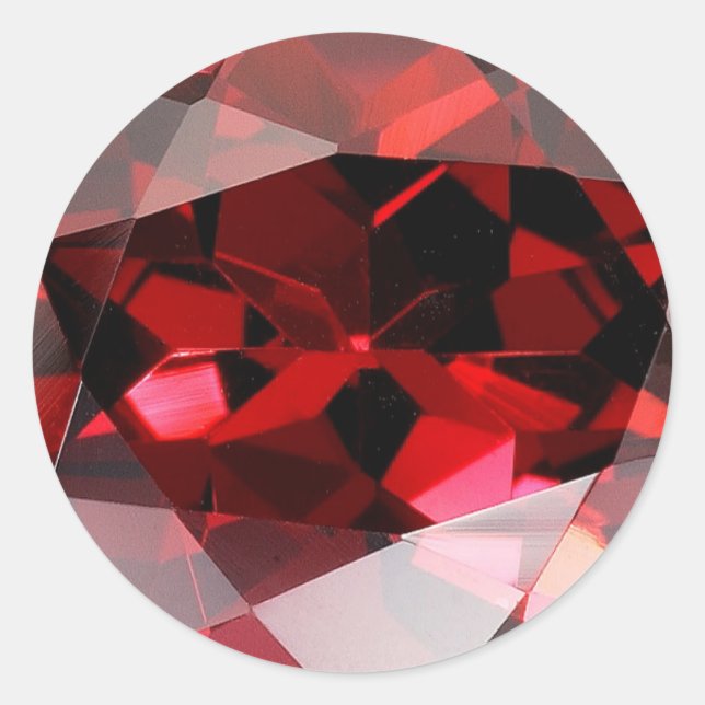 Adesivo Redondo Red Garnet Gemstone Janeiro Birthstone (Frente)