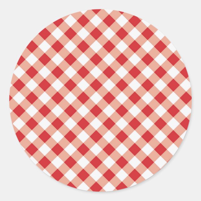 Adesivo Redondo Red Gingham (Frente)