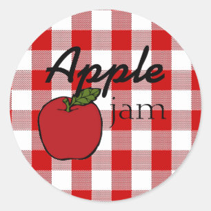 Adesivo Redondo Red Gingham Apple Jam