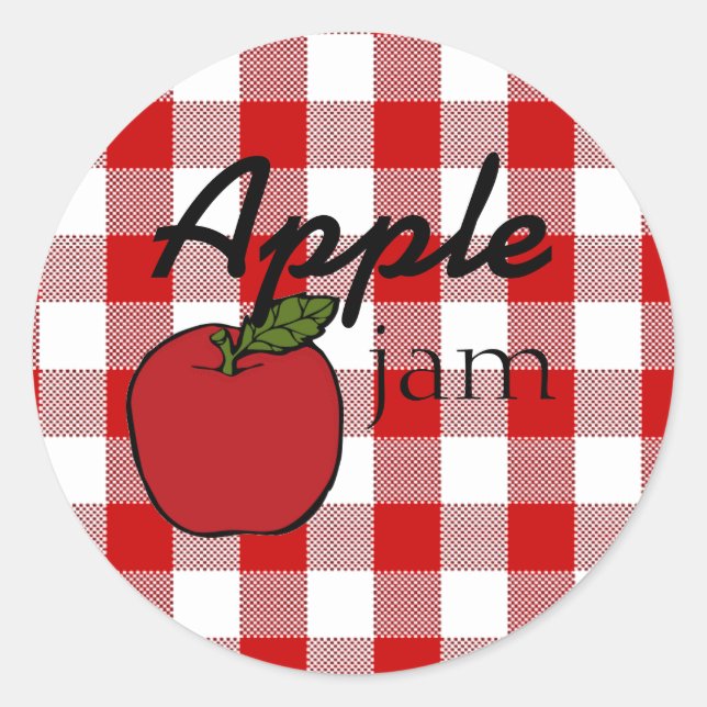 Adesivo Redondo Red Gingham Apple Jam (Frente)