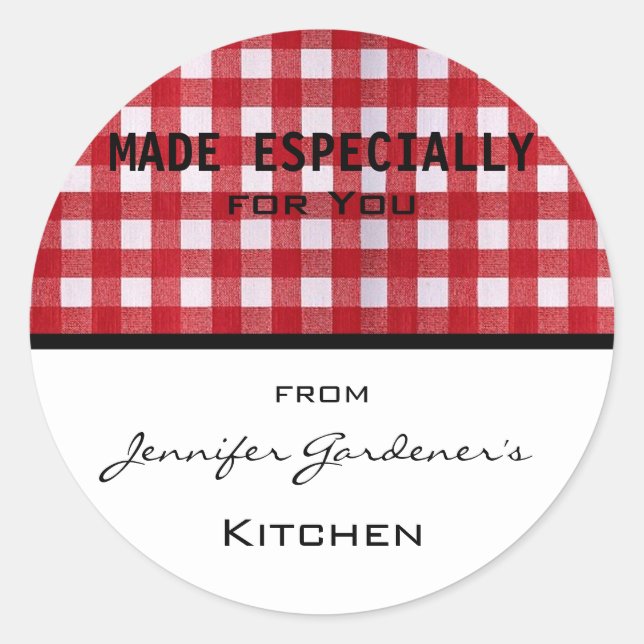 Adesivo Redondo Red Gingham Jar Sticker (Frente)