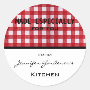 Adesivo Redondo Red Gingham Jar Sticker