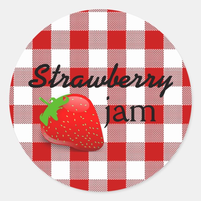 Adesivo Redondo Red Gingham-Strawberry Jam (Frente)