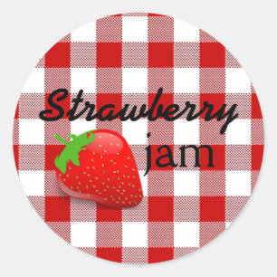Adesivo Redondo Red Gingham-Strawberry Jam
