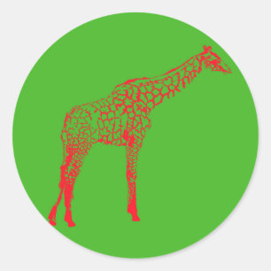 Adesivo Redondo Red Giraffe Stencil