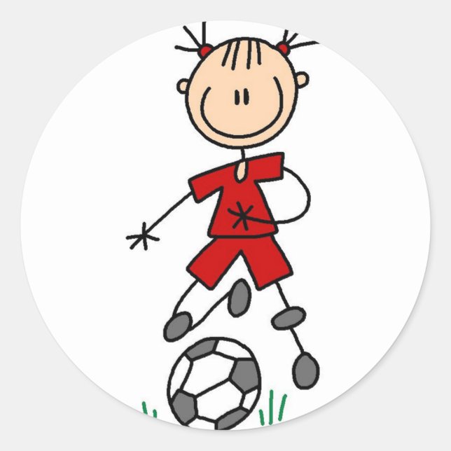 Adesivo Redondo Red Girls Soccer Sticker (Frente)