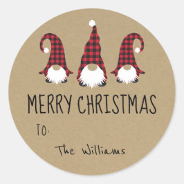 Adesivo Redondo Red Gnome Merry Christmas Sticker