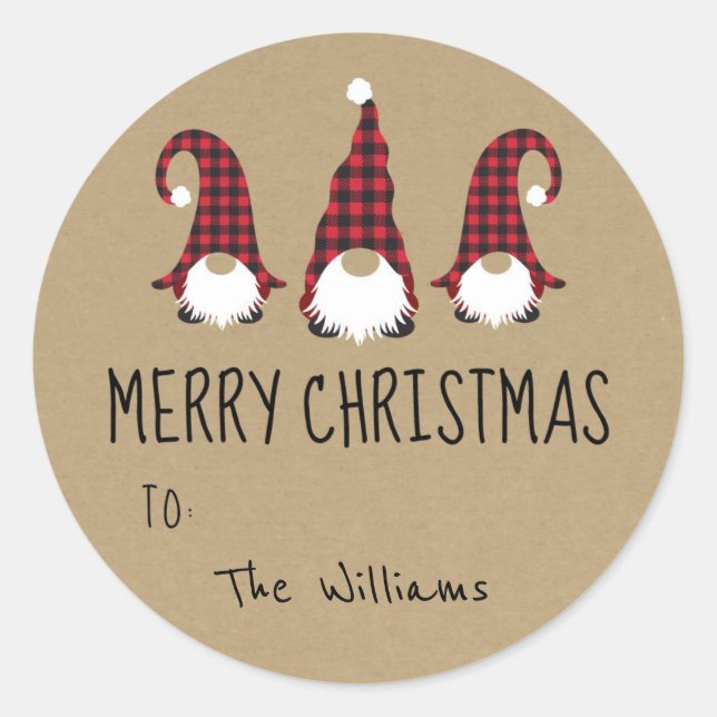 Adesivo Redondo Red Gnome Merry Christmas Sticker (Frente)