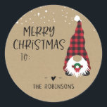 Adesivo Redondo Red Gnome Merry Christmas Sticker<br><div class="desc">Red Gnome Merry Christmas Sticker</div>