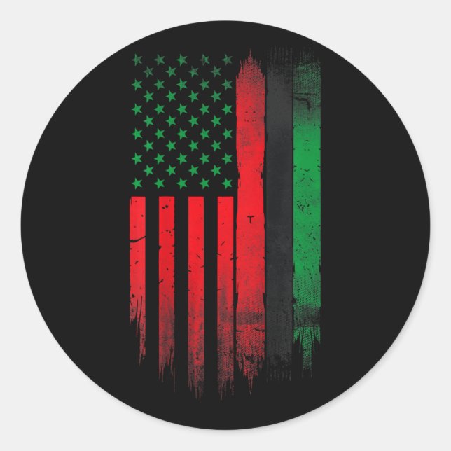 Adesivo Redondo Red Green Black History American African Flag (Frente)