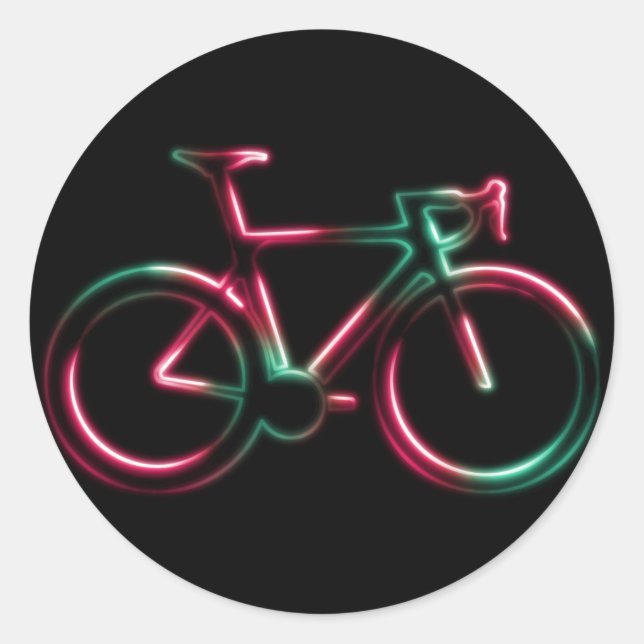 Adesivo Redondo Red Green Neon Glow Road Bicycle Sticker (Frente)
