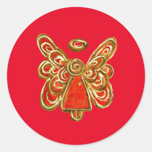 Adesivo Redondo Red Guardian Angel Art Stickers