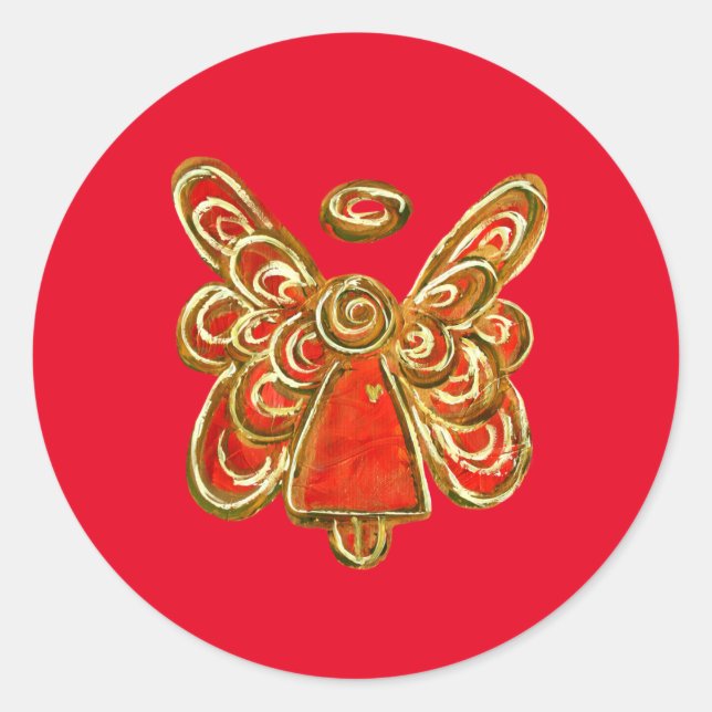 Adesivo Redondo Red Guardian Angel Art Stickers (Frente)