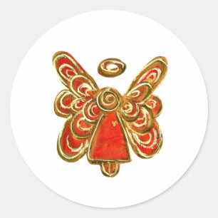 Adesivo Redondo Red Guardian Angel Art Stickers