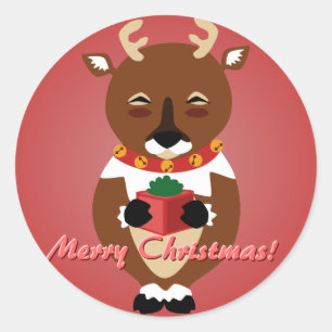 Adesivo Redondo Red Happy Reindekers