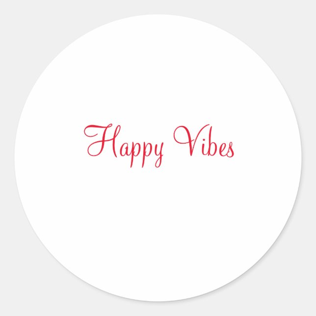 Adesivo Redondo Red Happy vibe simples caligrafia mínima (Frente)
