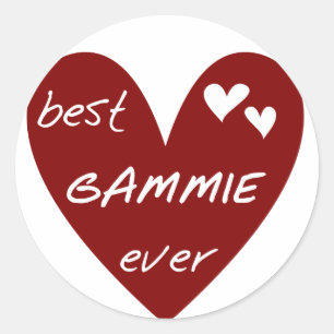 Adesivo Redondo Red Heart Best Gammie Ever Camisetas e presentes