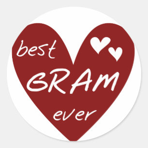 Adesivo Redondo Red Heart Best Gram Ever Camisetas e presentes