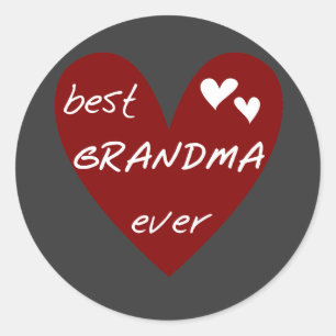 Adesivo Redondo Red Heart Best Grandma Ever T-shirts Dons