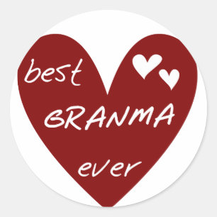Adesivo Redondo Red Heart Best Granma Ever T-shirts e presentes