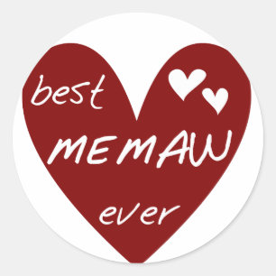Adesivo Redondo Red Heart Best Memaw Ever T-shirts e presentes