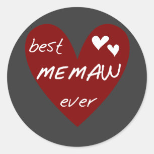 Adesivo Redondo Red Heart Best Memaw Ever T-shirts e presentes