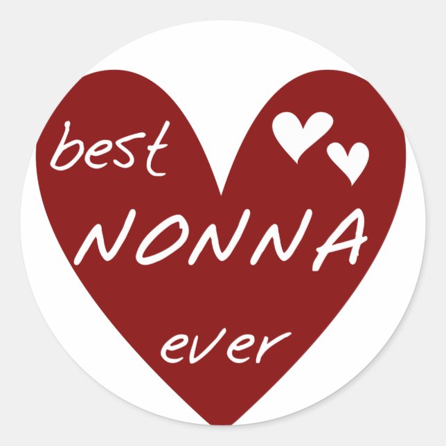 Adesivo Redondo Red Heart Best Nonna Ever T-shirts presentes (Frente)