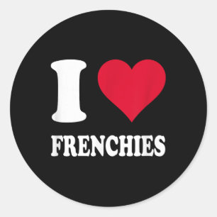 Adesivo Redondo Red Heart I Love Frenchies