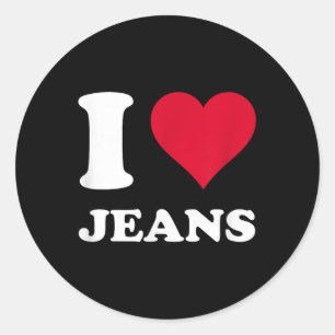 Adesivo Redondo Red Heart I Love Jeans