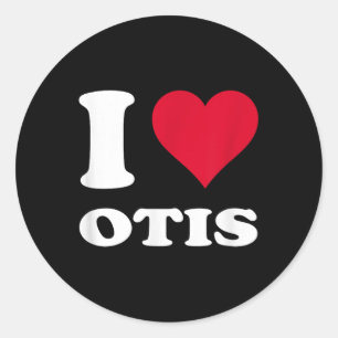 Adesivo Redondo Red Heart I Love Otis