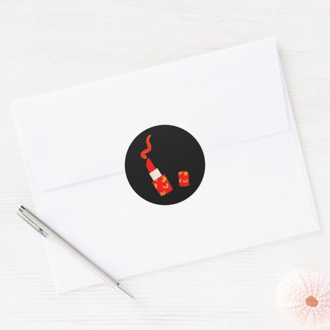Adesivo Redondo Red Heart Lipstick Pop Art Design (Envelope)