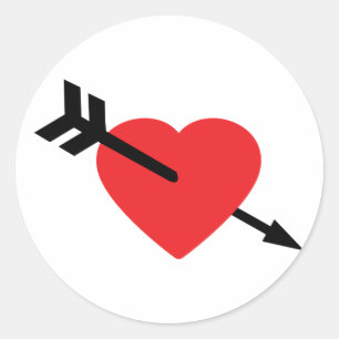 Adesivo Redondo Red Heart Love Arrow