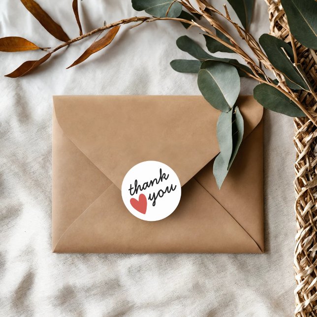 Adesivo Redondo Red Heart Obrigado (Criador carregado)