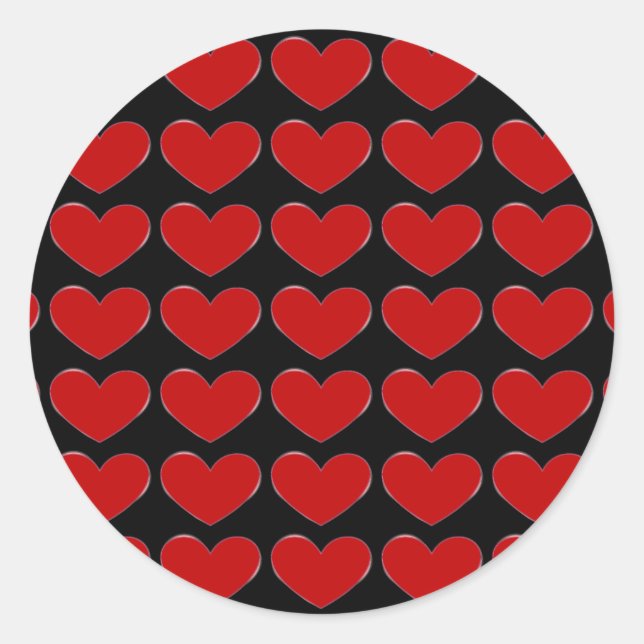 Adesivo Redondo Red Hearts Black Background Love Weds (Frente)