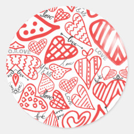 Adesivo Redondo Red Hearts Valentine's Day
