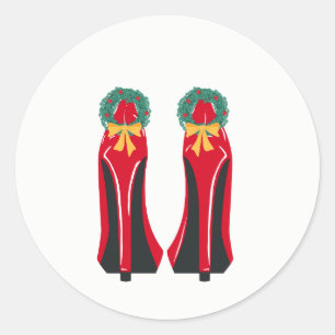 Adesivo Redondo Red High Heels com Wredies de Natal