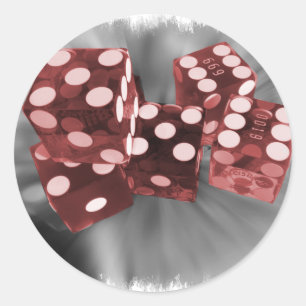 Adesivo Redondo Red High Roller Dice Las Vegas