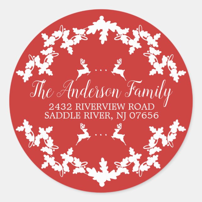 Adesivo Redondo Red Holly Berry Return Address Round Sticker (Frente)