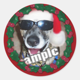Adesivo Redondo Red Holly Frame para sua foto de Natal!