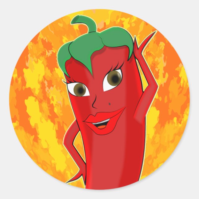 Adesivo Redondo Red Hot Chili Pepper Diva (Frente)