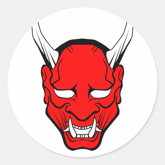 Adesivo Redondo Red Japan Hannya Mask (Frente)
