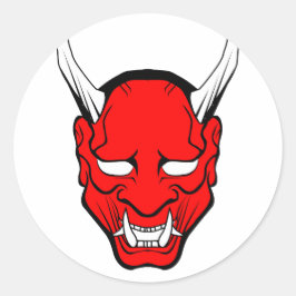 Adesivo Redondo Red Japan Hannya Mask