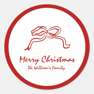 Adesivo Redondo Red Knot Modern Christmas