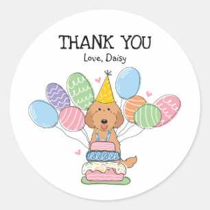 Adesivo Redondo Red Labradoodle Birthday Favor Tags Sticker