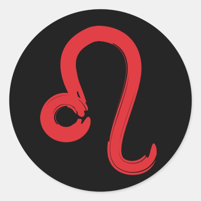 Adesivo Redondo Red LEO Zodiac Sinal Julho Astrologia de Aniversár (Frente)