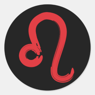 Adesivo Redondo Red LEO Zodiac Sinal Julho Astrologia de Aniversár