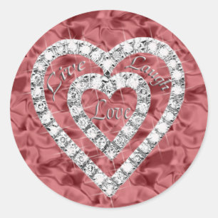 Adesivo Redondo Red Live Laugh Love Diamond Hearts Stickers