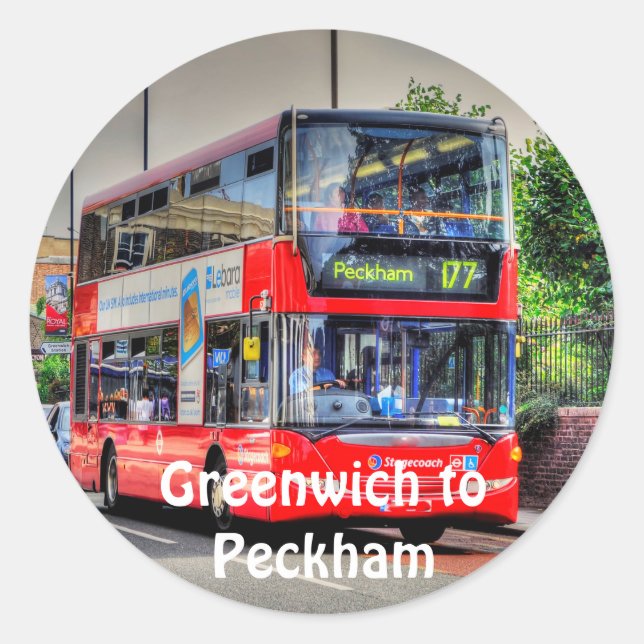 Adesivo Redondo Red London Double Decker Bus - Inglaterra, Reino U (Frente)