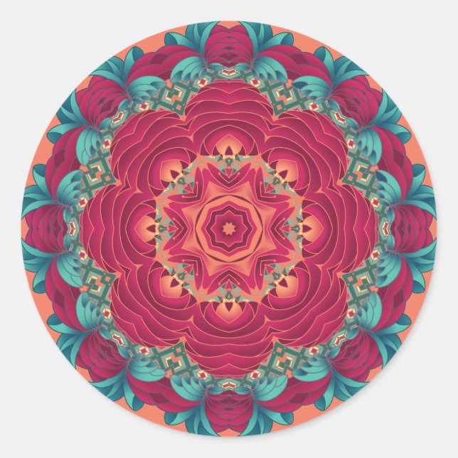 Adesivo Redondo Red Lotus Mandala (Frente)